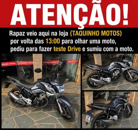 Moto “levada” de test-drive é localizada em Itaguara
