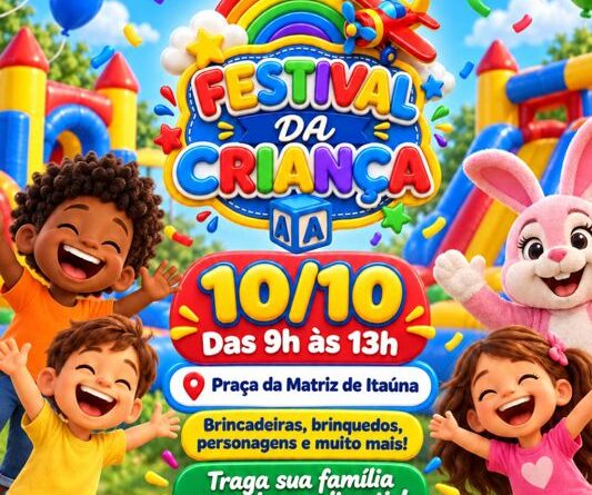 Festival da Criança levará diversão para toda a família à Praça da Matriz de Itaúna