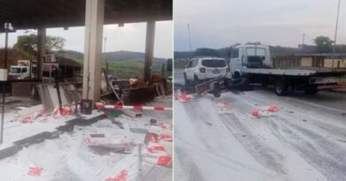 Caminhoneiro é preso embriagado após atingir pedágio na Fernão Dias
