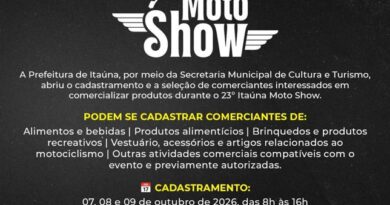 Prefeitura inicia cadastramento para prestadores de serviços de venda de alimentos, bebidas e outros produtos para o Itaúna Moto Show 2026